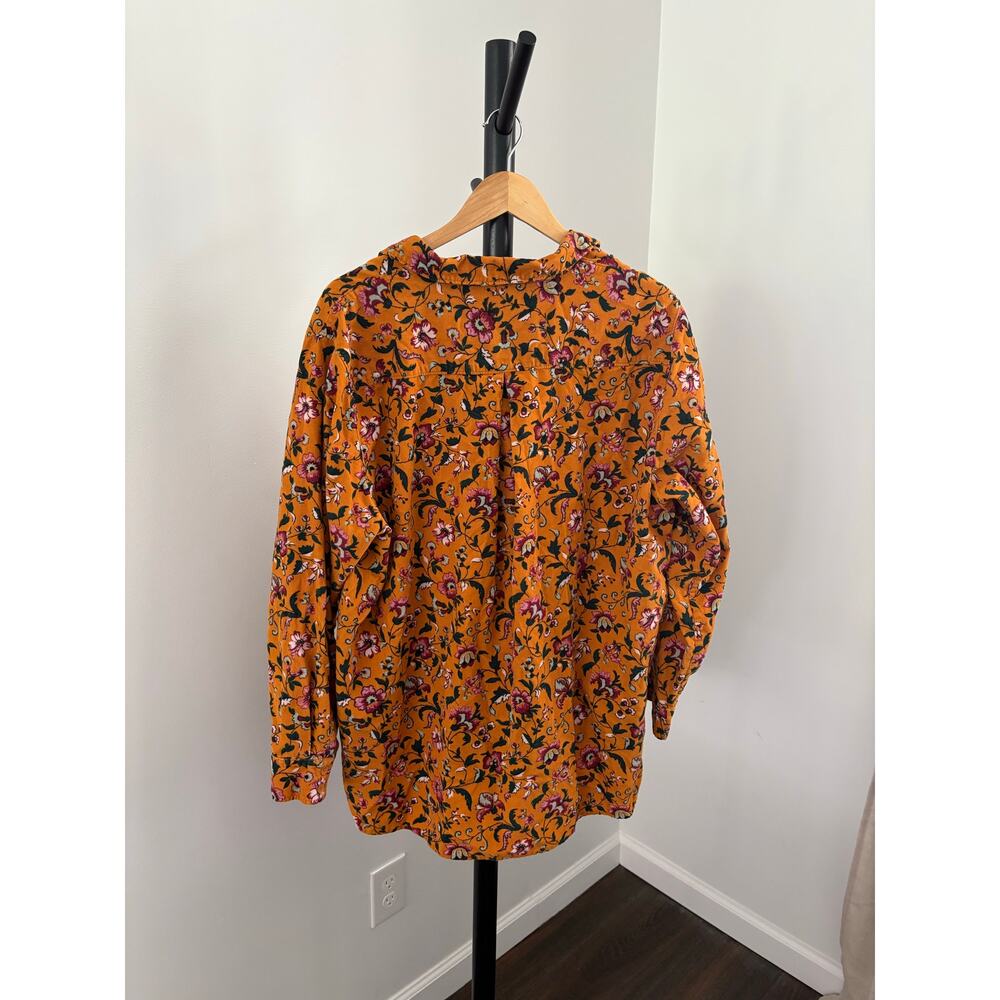 Garnet Hill Floral Blouse in Mustard and Pink - Picture 3 of 4